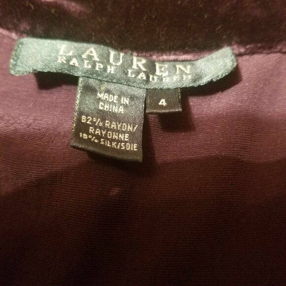 Lauren by Ralph Lauren Purple Velvet Long Sleeve Button Up 90's Womens Top Sz 4 - Picture 2 of 12